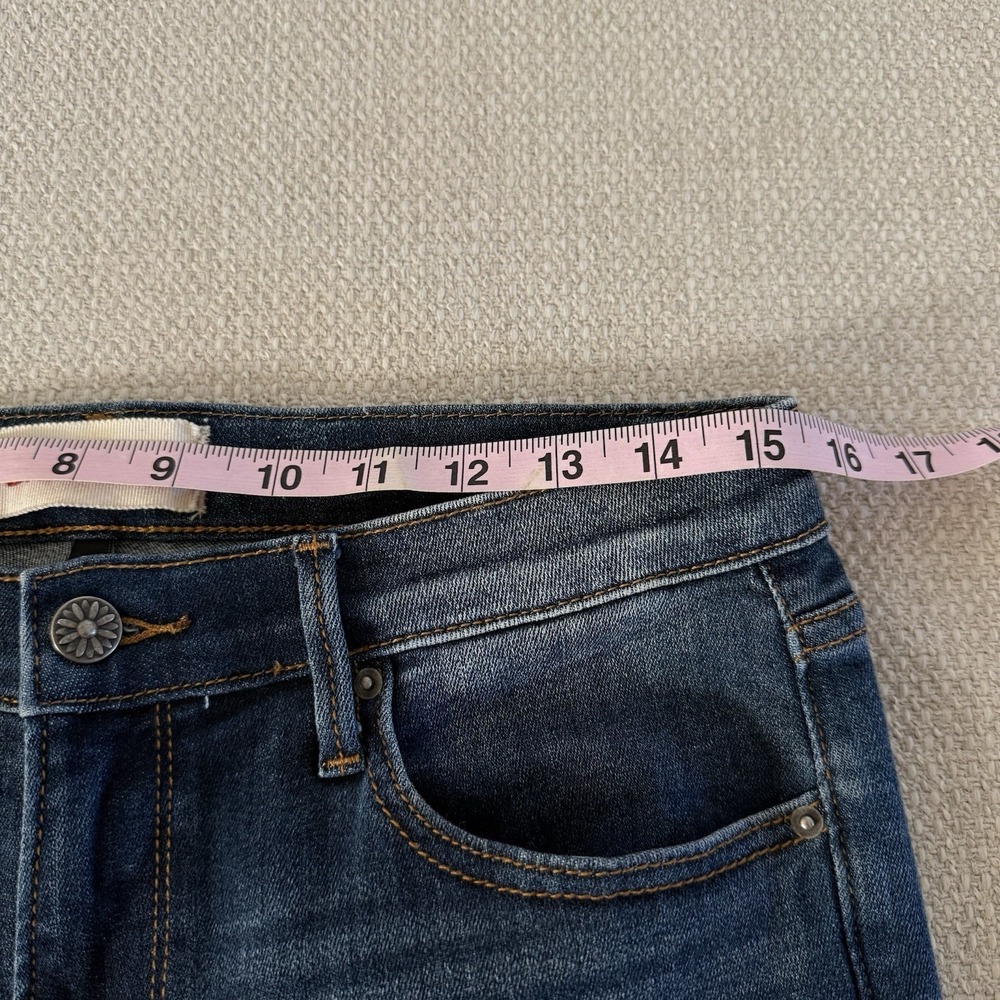 Driftwood Colette Embroidered Hem Jeans Blue Straight Leg Studded Size 29x26 - Picture 10 of 12